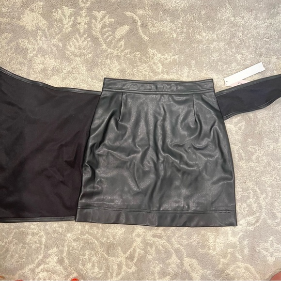 NWT Aqua Faux Leather Wrap Mini Skirt - Picture 3 of 6